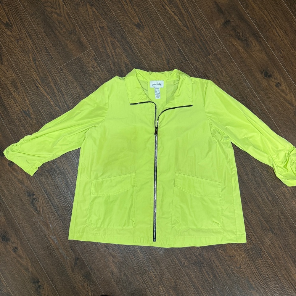 Joseph Ribkoff Neon Lime Zip Jacket with Front Pockets